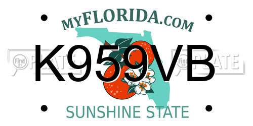 K959VB Florida License Plate