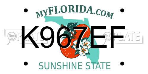K967EF Florida License Plate