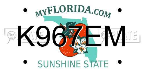 K967EM Florida License Plate