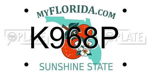 K968P Florida License Plate