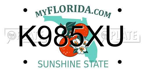 K985XU Florida License Plate