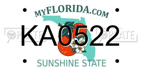 KA0522 Florida License Plate