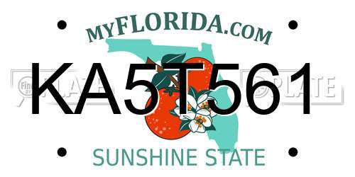 KA5T561 Florida License Plate