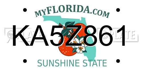 KA5Z861 Florida License Plate