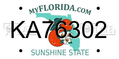 KA76302 Florida License Plate