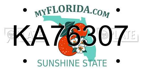 KA76307 Florida License Plate
