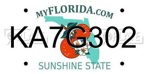 KA7G302 Florida License Plate