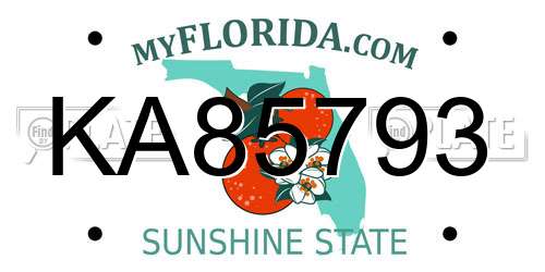 KA85793 Florida License Plate