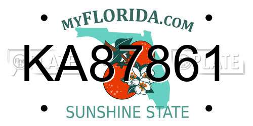 KA87861 Florida License Plate