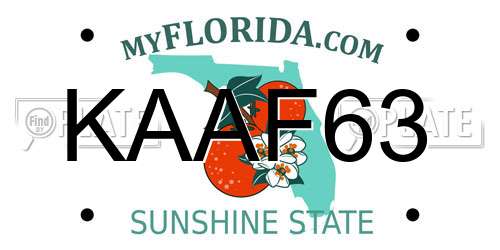 KAAF63 Florida License Plate