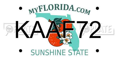 KAAF72 Florida License Plate