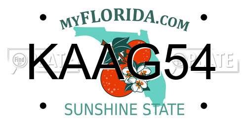 KAAG54 Florida License Plate