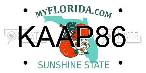 KAAP86 Florida License Plate