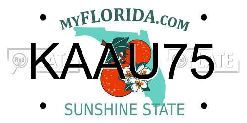 KAAU75 Florida License Plate