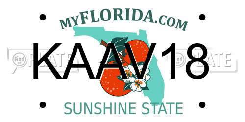 KAAV18 Florida License Plate