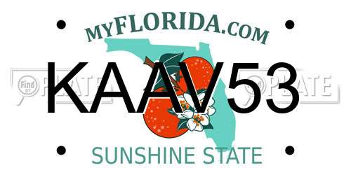KAAV53 Florida License Plate