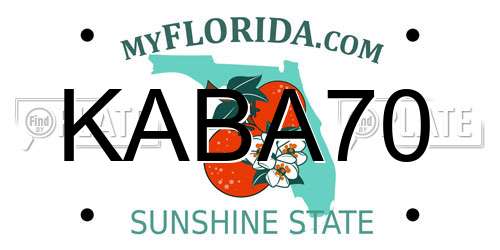 KABA70 Florida License Plate