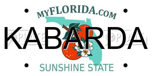 KABARDA Florida License Plate