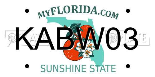 KABW03 Florida License Plate