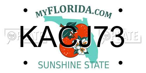 KACJ73 Florida License Plate