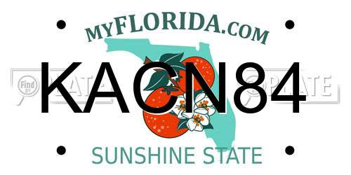 KACN84 Florida License Plate