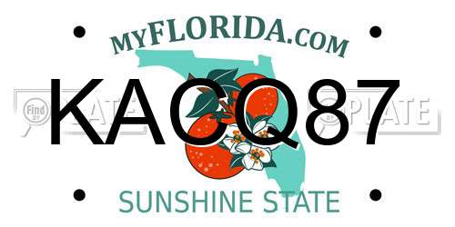 KACQ87 Florida License Plate