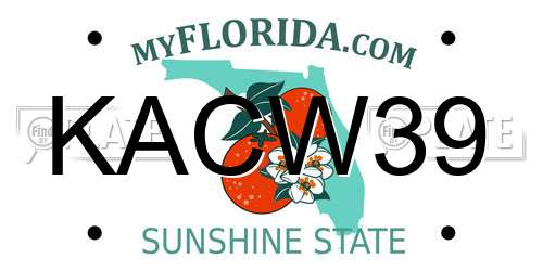 KACW39 Florida License Plate