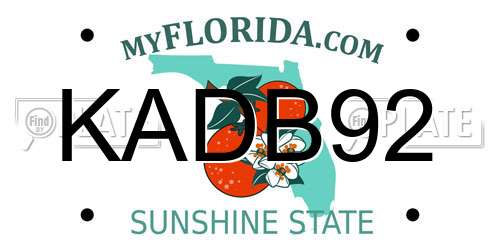 KADB92 Florida License Plate