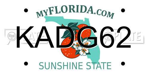 KADG62 Florida License Plate