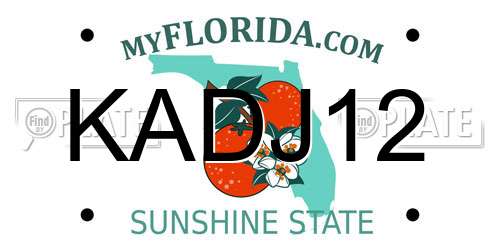 KADJ12 Florida License Plate