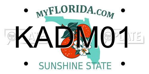 KADM01 Florida License Plate