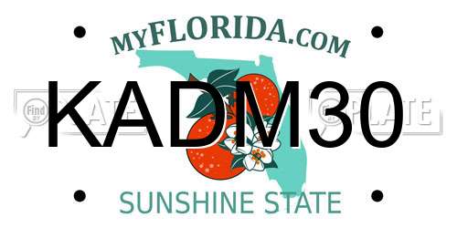 KADM30 Florida License Plate
