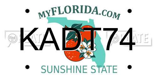 KADT74 Florida License Plate