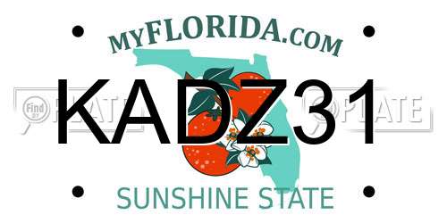 KADZ31 Florida License Plate