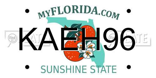 KAEH96 Florida License Plate