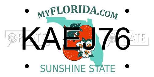 KAEJ76 Florida License Plate