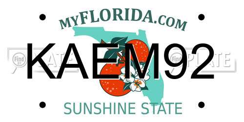 KAEM92 Florida License Plate