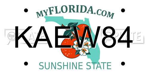KAEW84 Florida License Plate