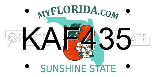 KAF435 Florida License Plate