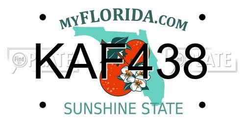 KAF438 Florida License Plate