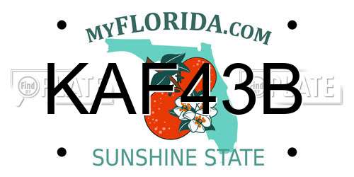 KAF43B Florida License Plate