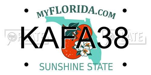 KAFA38 Florida License Plate