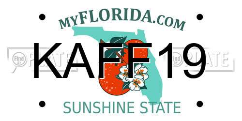 KAFF19 Florida License Plate