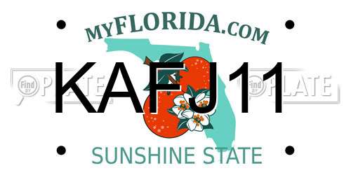 KAFJ11 Florida License Plate