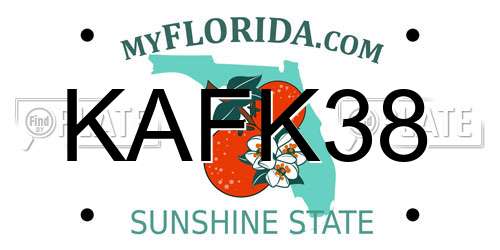 KAFK38 Florida License Plate