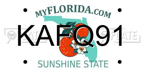 KAFQ91 Florida License Plate
