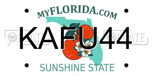 KAFU44 Florida License Plate