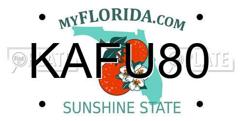KAFU80 Florida License Plate