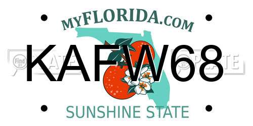 KAFW68 Florida License Plate