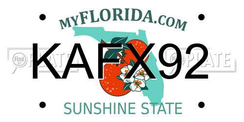 KAFX92 Florida License Plate